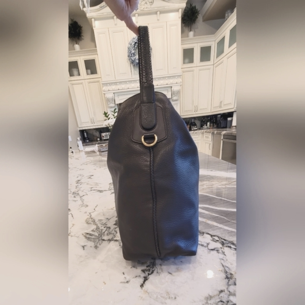 GUCCI authentic L deerskin leather hip shoulder bag, dark brown, bamboo close - Picture 7 of 16